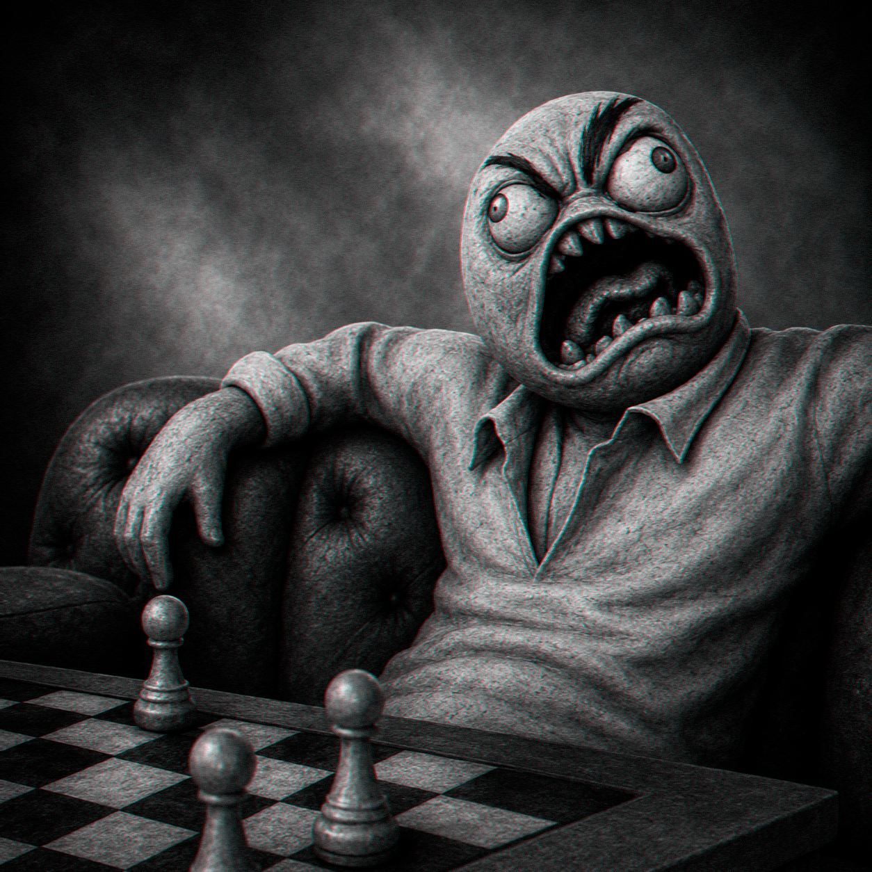Rage Guy raging over a chess game